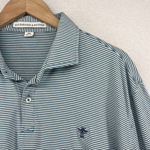BEDFORD GOLF TENNIS CLUB Shirt Mens 2XL HOLDERNESS BOURNE Golf Polo Striped Gray - Picture 4 of 14